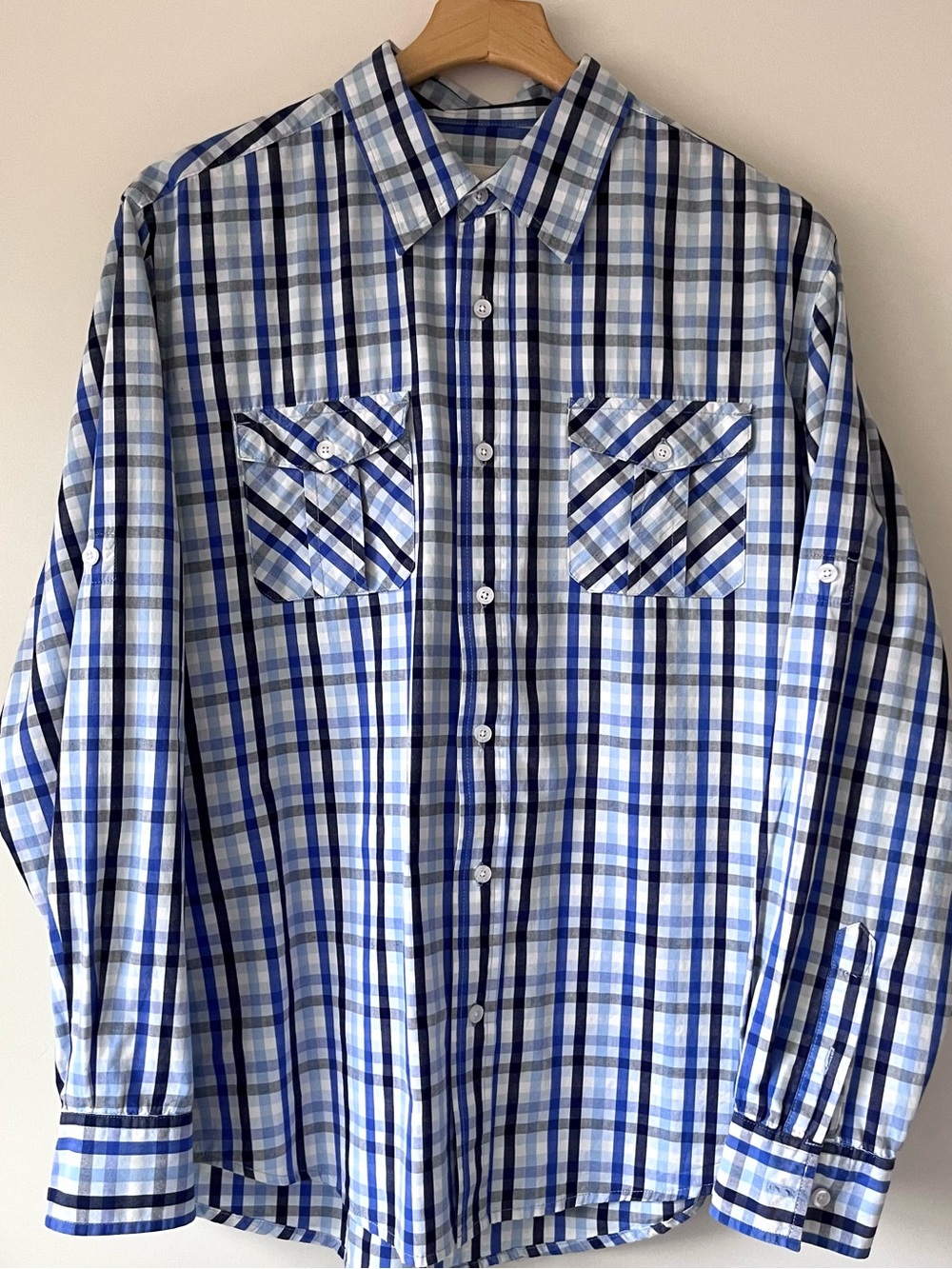 Paper Denim & Cloth Blue Plaid Button-Up Shirt Men’s L
